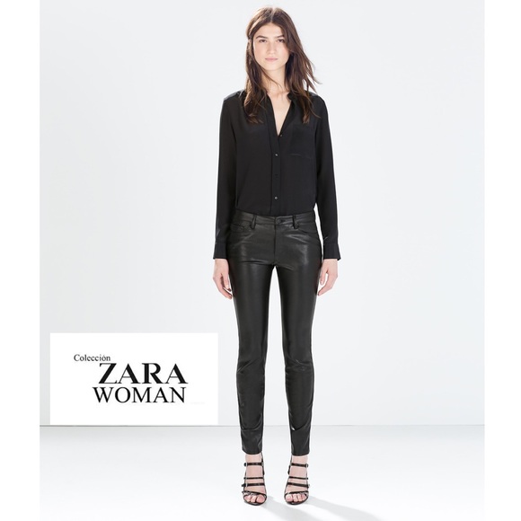 zara faux leather jeans